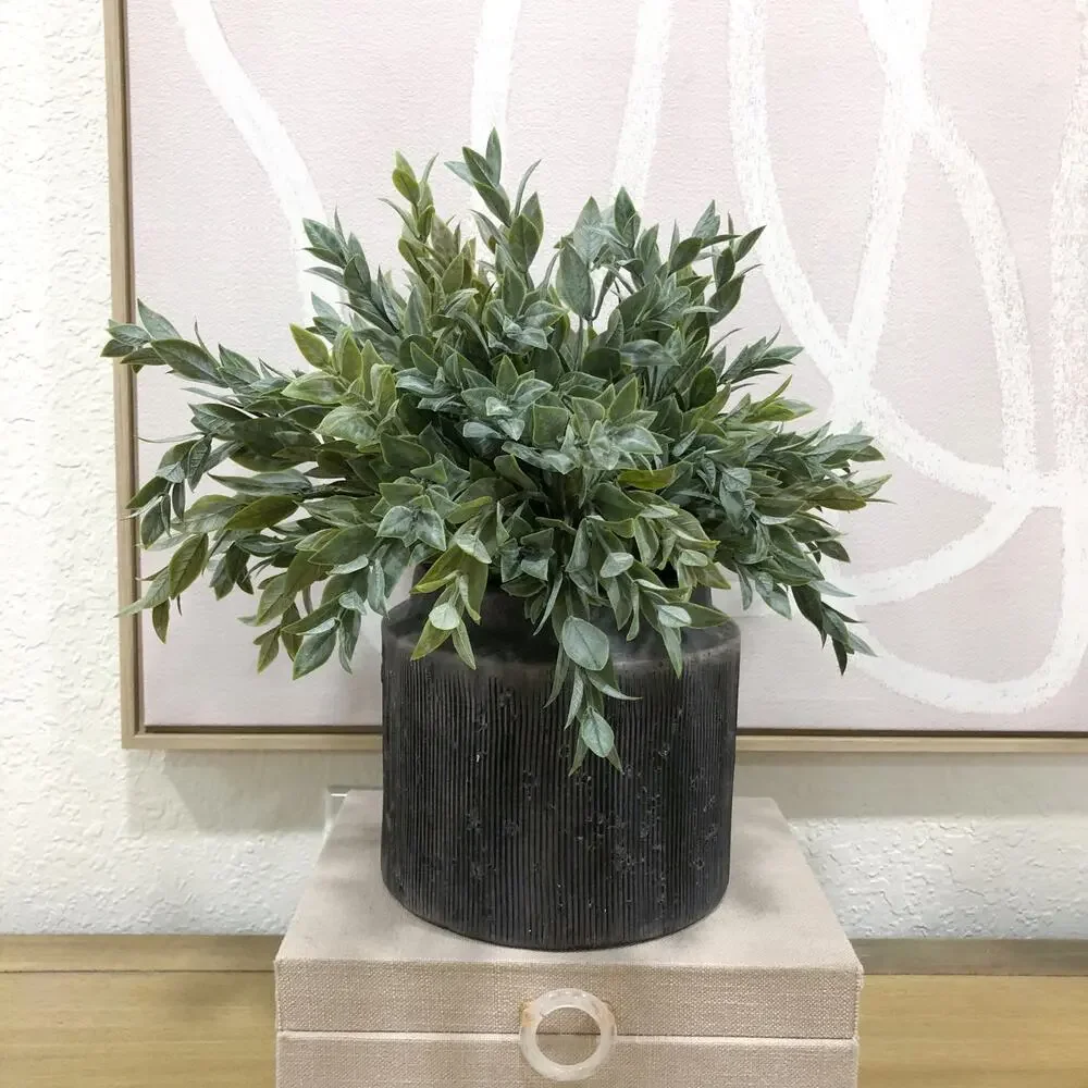 Better Homes & Gardens Alexander Black Ceramic Planter with Greenery